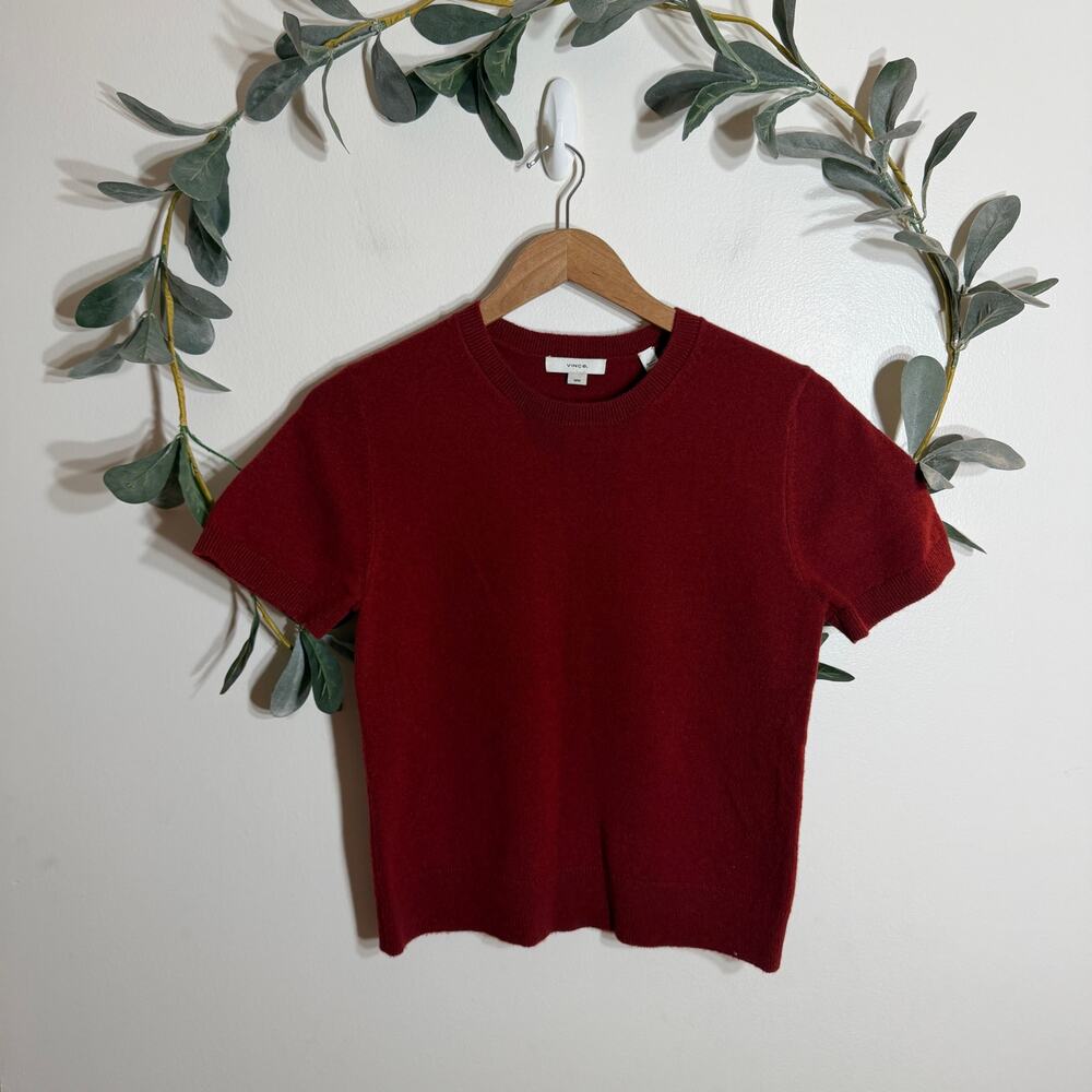 Vince Red Short Sleeve Sweater